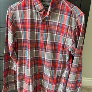 Lands' End Men's Red Plaid Flannel Shirt